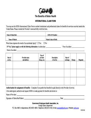 Geha Claim Form Fill Online Printable Fillable Blank PDFfiller