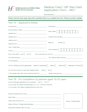 Gms Number Medical Card Fill Out Print Download Online Forms 