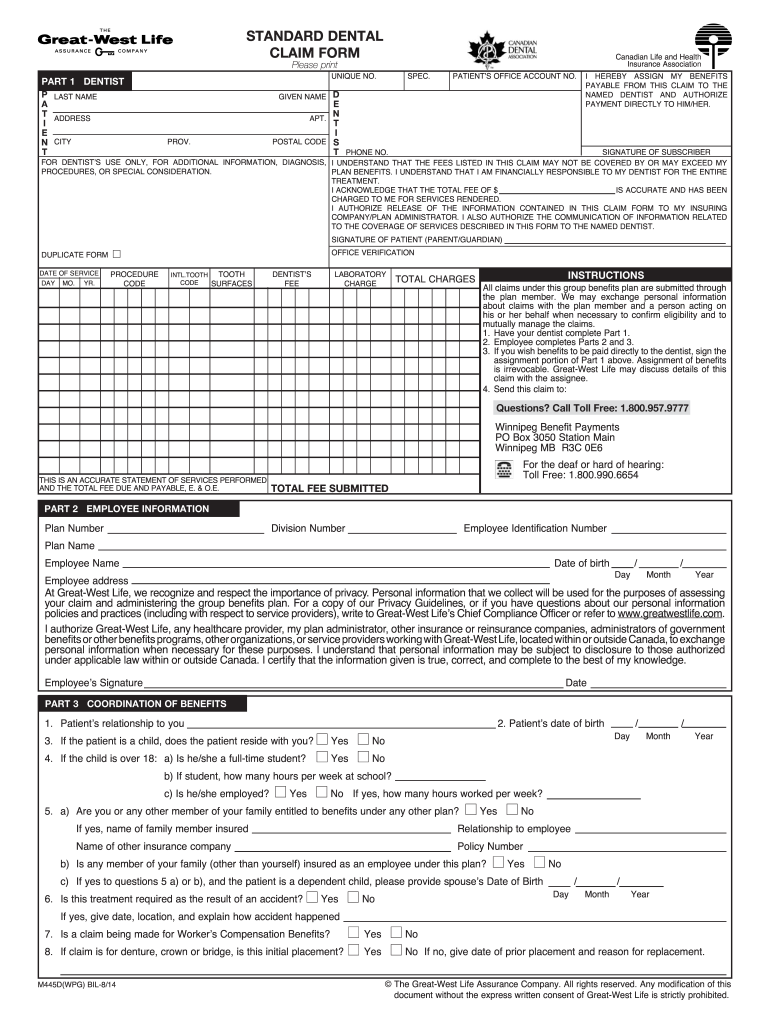 Great West Life Claim Form Fill Online Printable Fillable Blank 