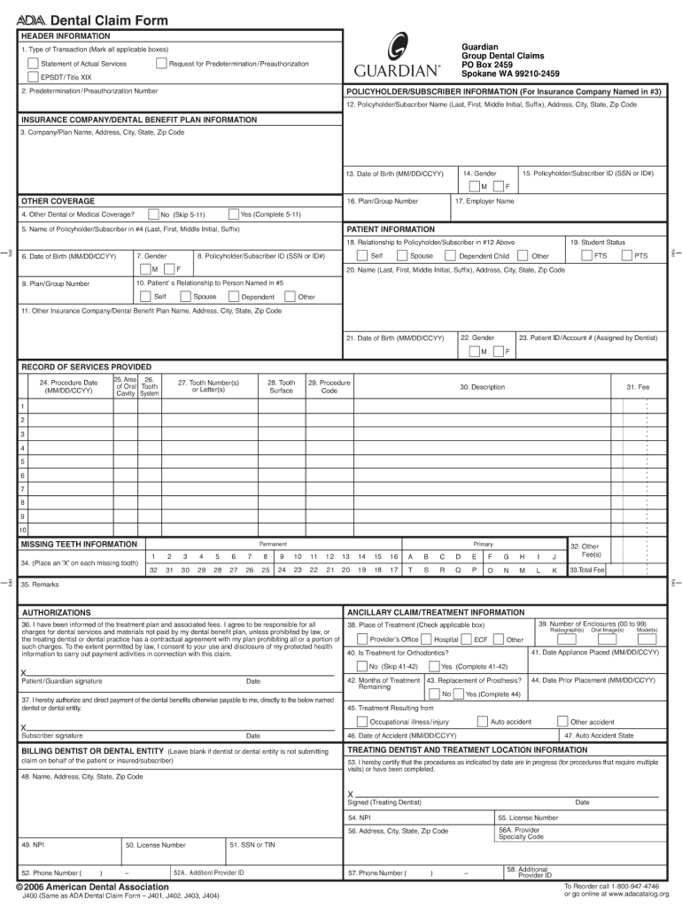 Guardian Dental Forms Fill Online Printable Fillable Blank PdfFiller