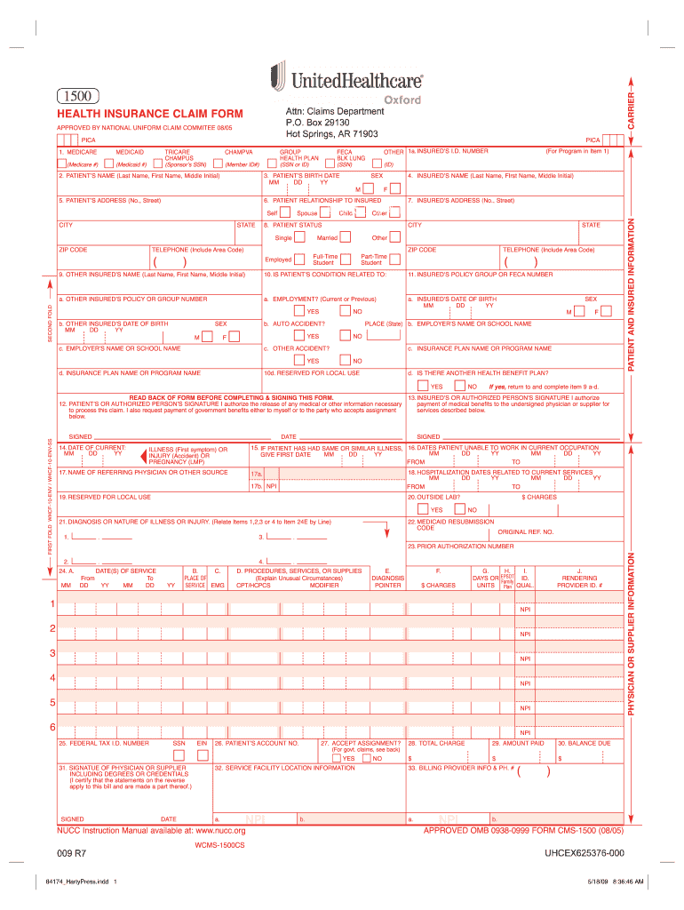 Health Care Insurance Claim Form Fill Online Printable Fillable 