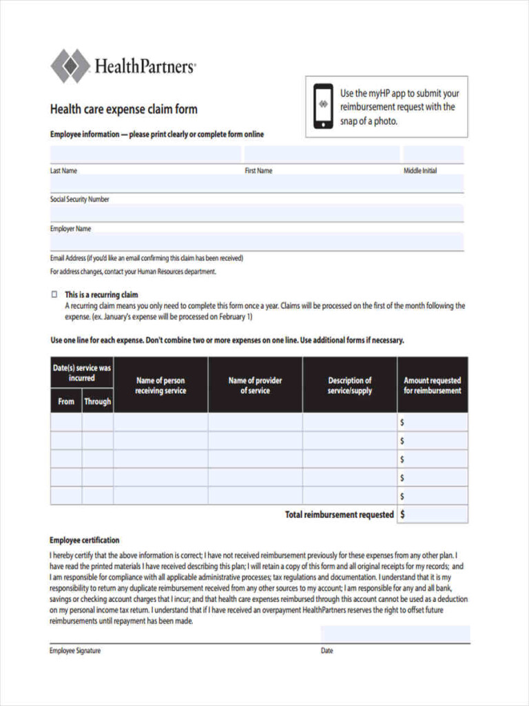 Health Insurance Claim Form FREE 8 Sample Health Insurance Claim 