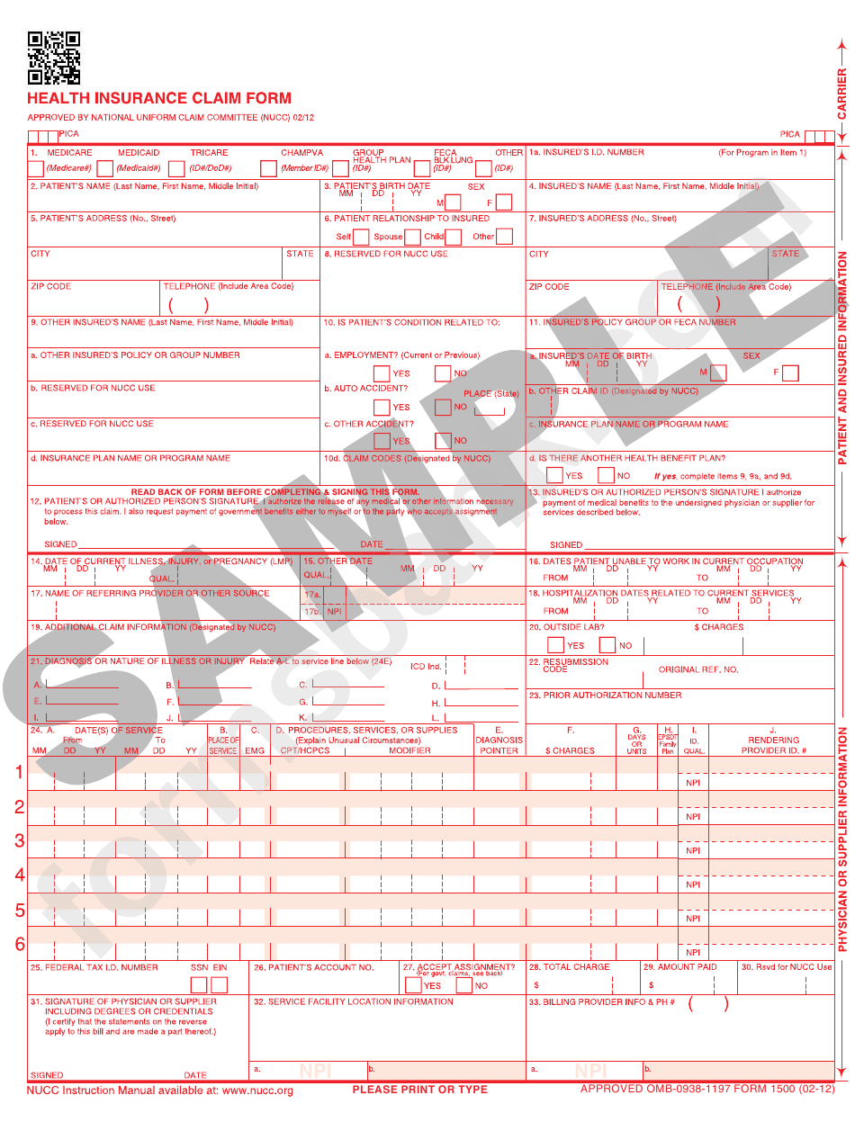 Health Insurance Claim Form Printable Pdf Download