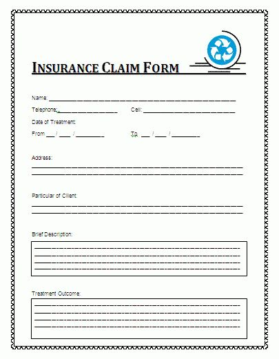 Insurance Claim Form Insurance Claim Word Template Insurance