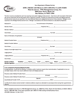 Iowa Medicaid Meals And Lodging Claim Form Fill Online Printable 