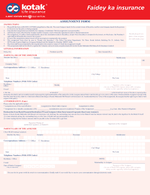 Kotak Life Insurance Signature Declaration Form Fill Online 