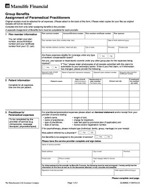 Manulife Group Benefits Extended Health Care Claim Form