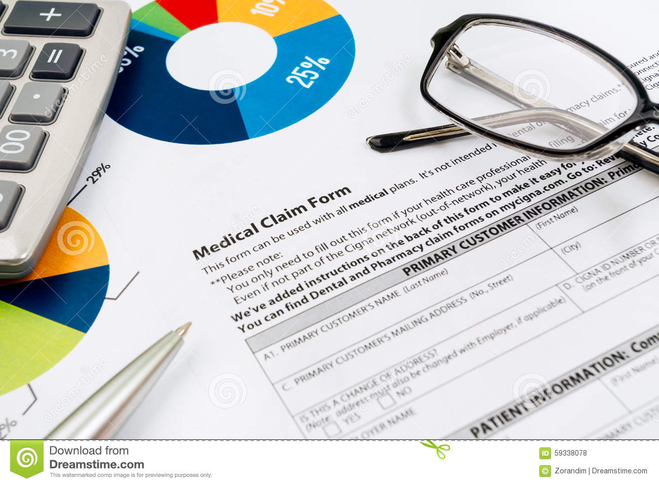 Medical Insurance Claim Form Stock Photo Image Of Care Claim 59338078