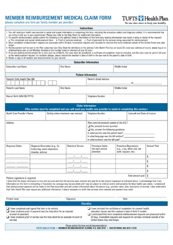 Member Reimbursement Medical Claim Form Edit Fill Sign Online 