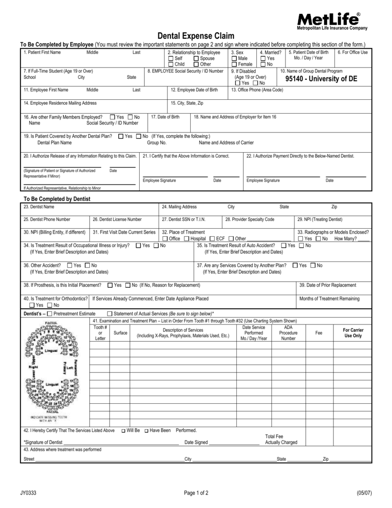 Met Life Dental Claim Form