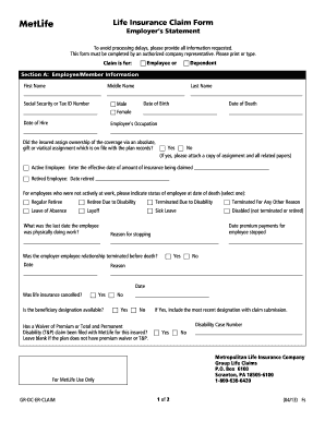 Metlife Claim Form No No Download Needed Needed Fill Online