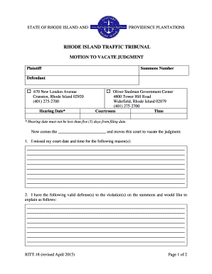 Motion To Vacate Judgment Sample Letter Fill Online Printable 