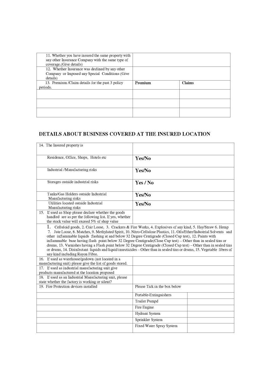 National Insurance Co Ltd Fire Proposal Form 2020 2021 Student Forum