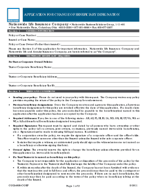 Nationwide Beneficiary Change Form Fill Online Printable Fillable
