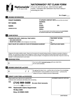 Nationwide Pet Insurance Claim Form Fill Online Printable Fillable
