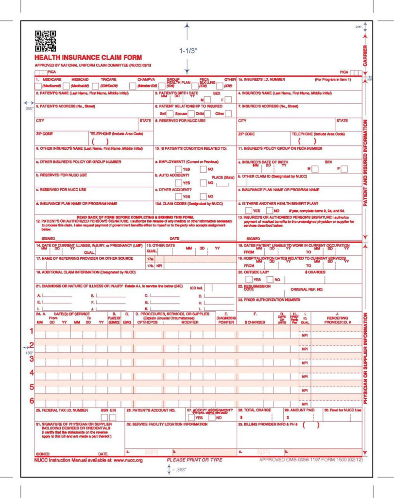 New CMS 1500 02 12 Claim Form Replaces Previous Version 08 05 