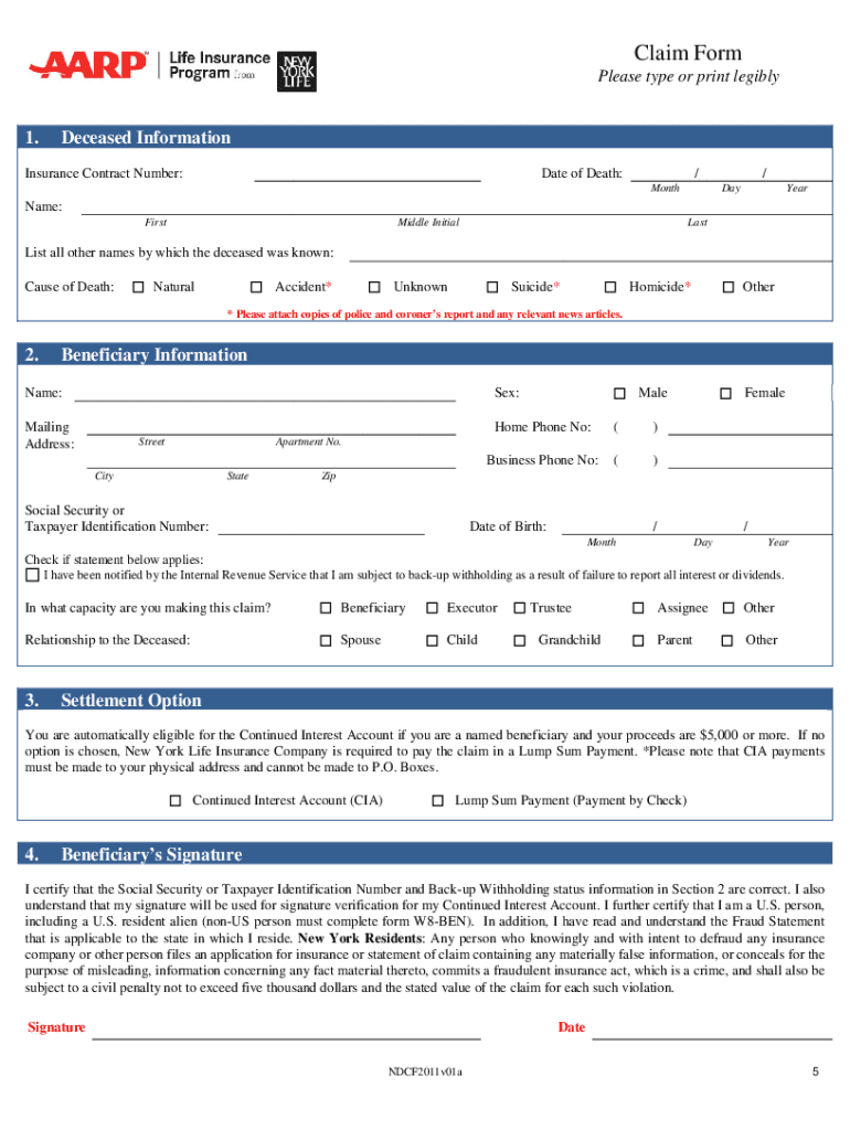 Nylaarp Com Claim Form Fill Online Printable Fillable Blank 