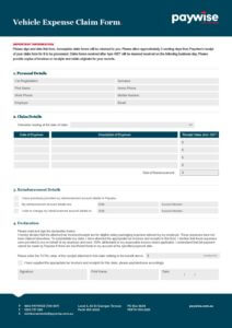 Paywise Vehicle Expense Claim Form