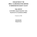 PDF Evaluation Of The Small Claims Mediation Service At Manchester