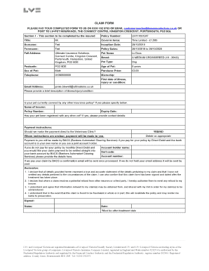 Pet Insurance Claim Form LV Fill And Sign Printable Template Online