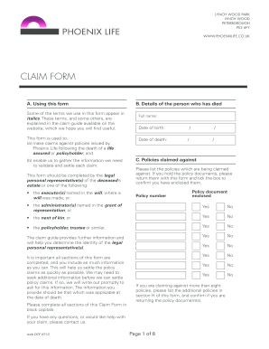 Phoenix Life Claim Form Fill Online Printable Fillable Blank