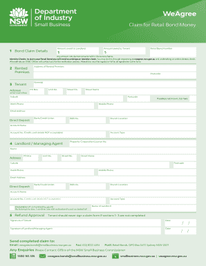 Printable Retail Bond Lodgement Form Nsw Edit Fill Out Download 