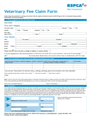 Printable Rspca Pet Insurance Claim Form Pdf Fill Out Download 