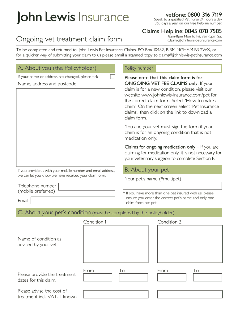 Prosure Pet Insurance Claim Form Suzymariedesign