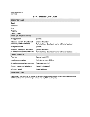 Sample Statement Of Claim Nsw Editable Fillable Printable Legal 