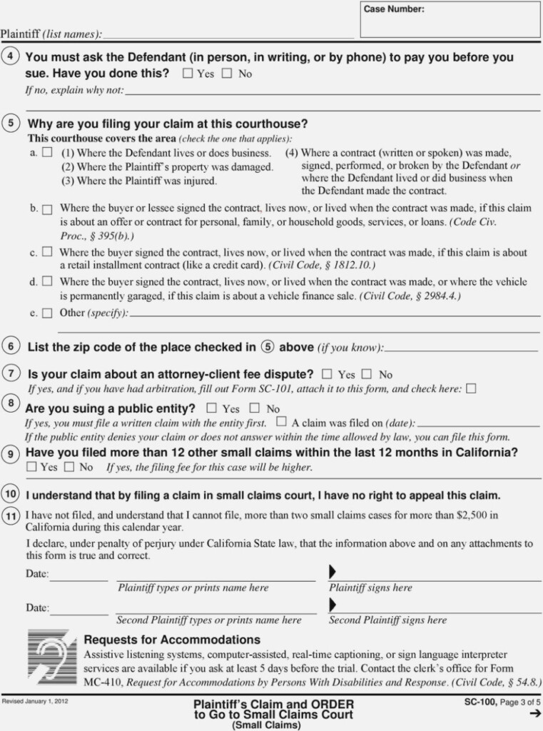 Small Claims Appeal Form California Universal Network