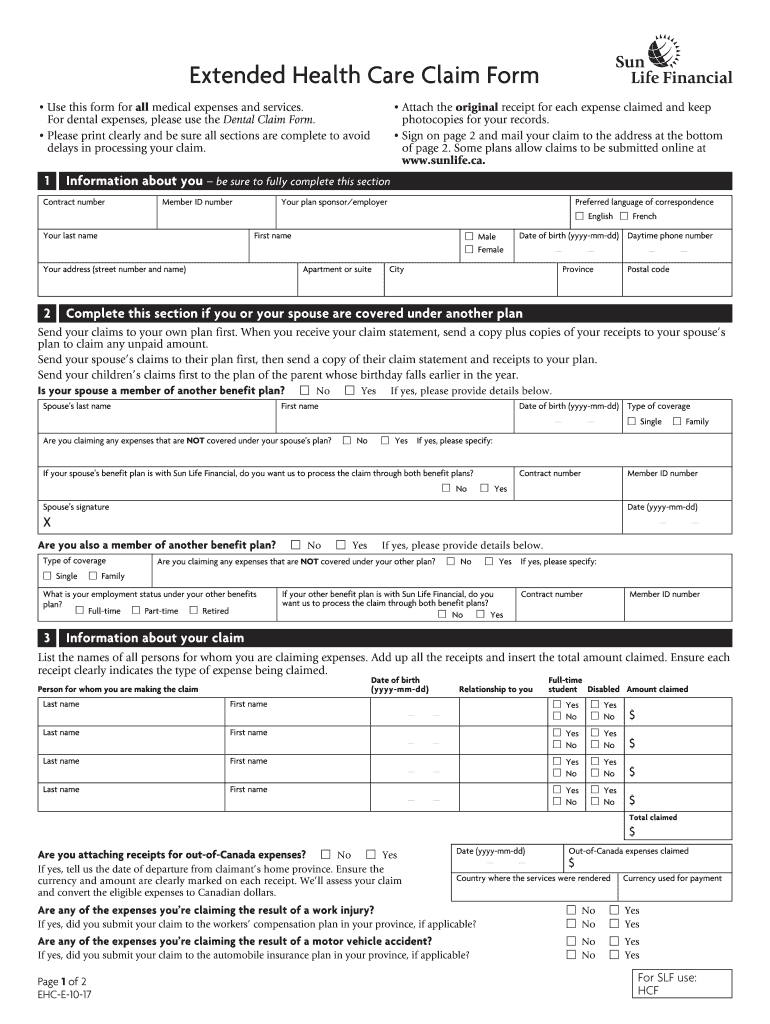 Sun Life Claim Forms Fill Online Printable Fillable Blank PdfFiller