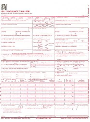 Top 8 New CMS 1500 Claim Forms HCFA Version 02 12 2500 Sheets 