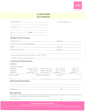 Uap Medical Claim Form Fill Online Printable Fillable Blank