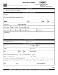 Unified Life FIDELITY SECURITY LIFE DEATH CLAIM FORM FOR ILLINOIS