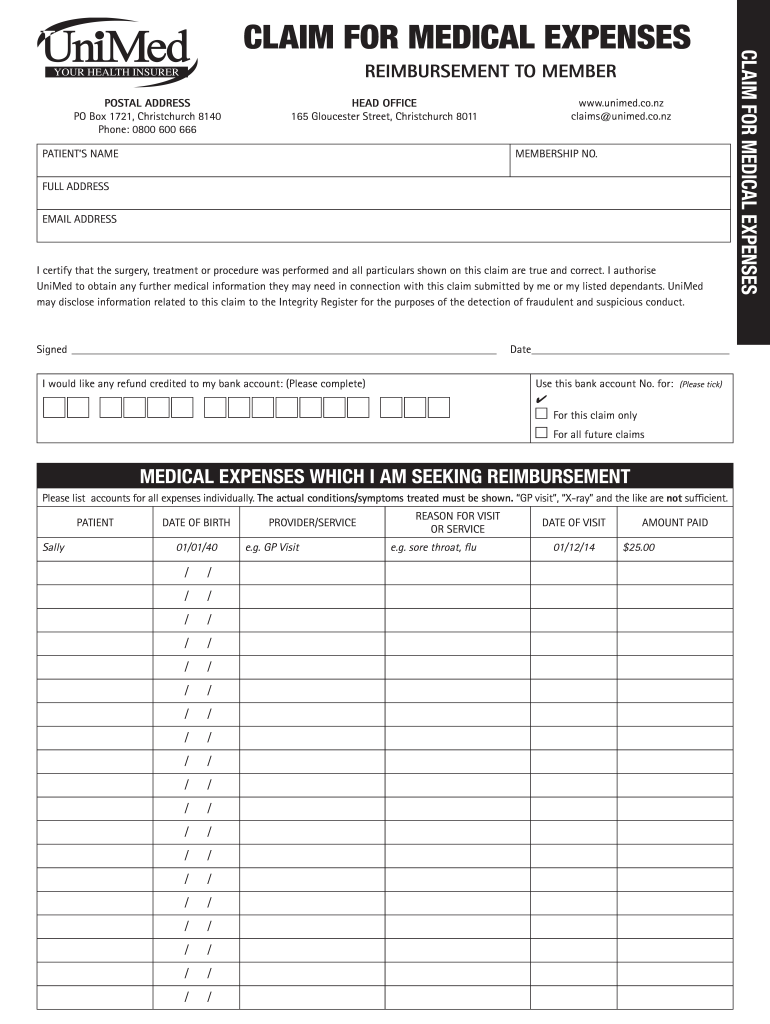 Unimed Claim Form Fill Online Printable Fillable Blank PdfFiller