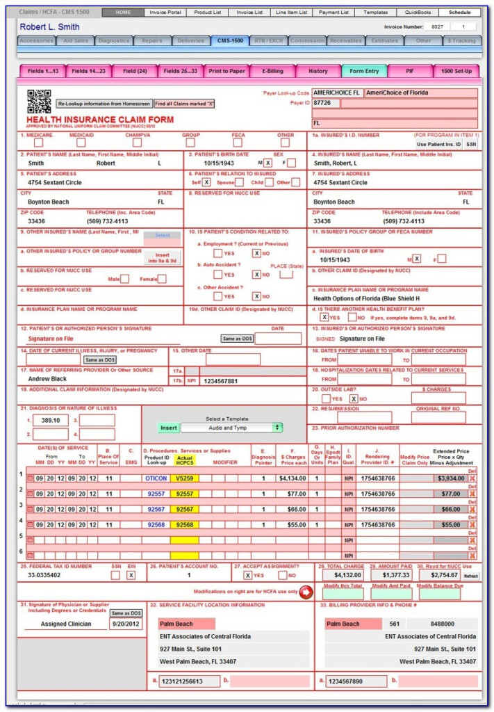 Universal Claim Form Template 91817 Hcfa 1500 Medical Billing Wiki 