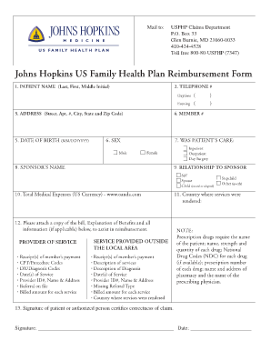 Us Family Health Plan Reimbursement Request Form Fill