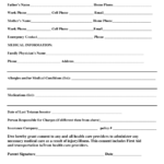 Youth Sports Medical Information And Release Form Download Printable