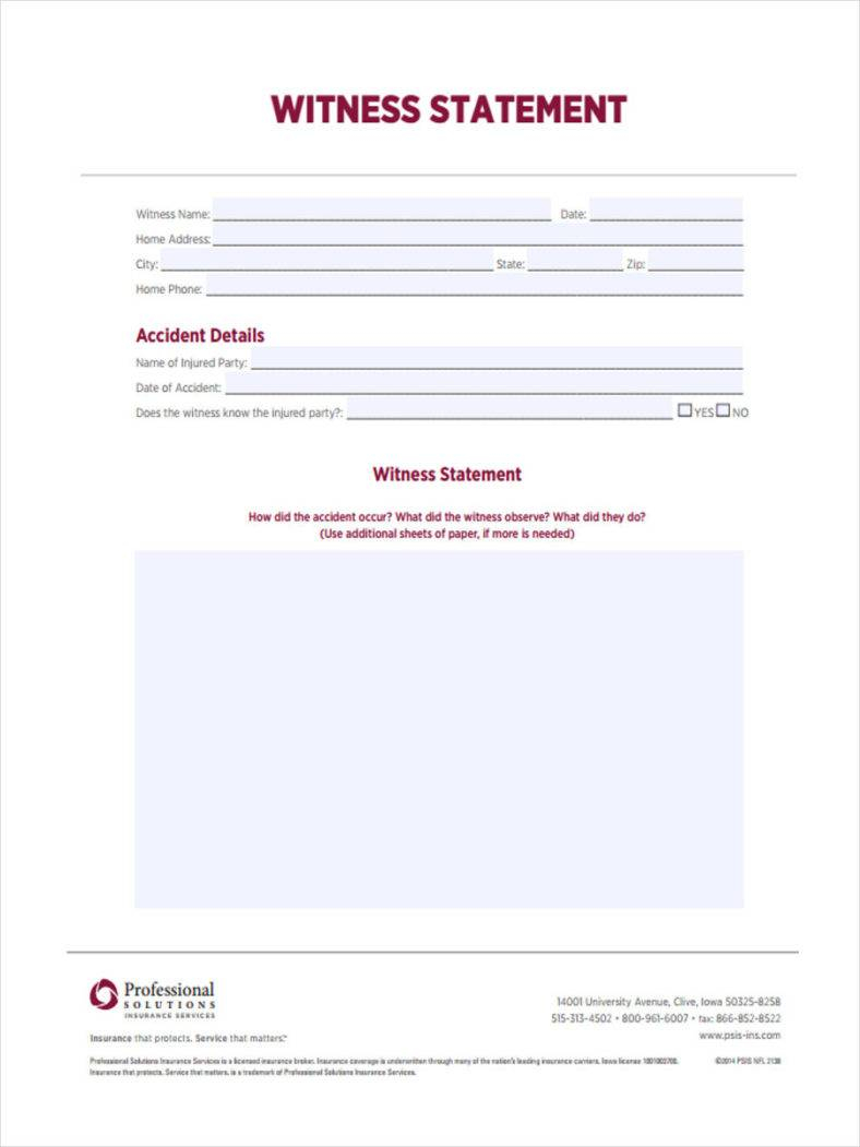 13 Witness Statement Forms Free PDF DOC Format Download