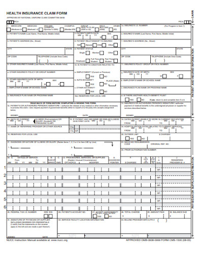 18 Health Insurance Claim Form Templates PDF DOC