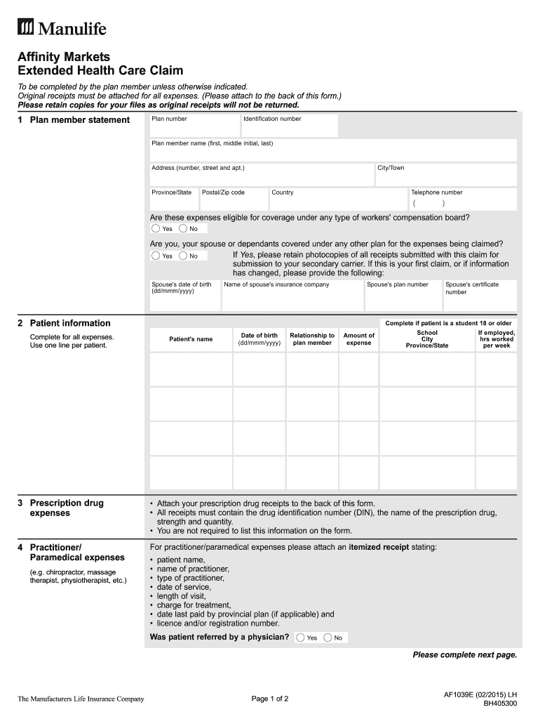 2015 2023 Form Manulife AF1039E Fill Online Printable Fillable Blank