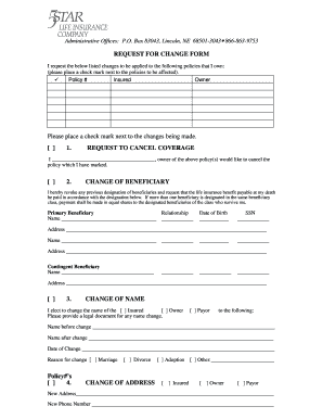 5star Life Insurance Beneficiary Change Form Fill And Sign Printable