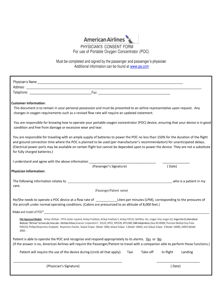 AA Physician Consent Form Fill And Sign Printable Template Online 