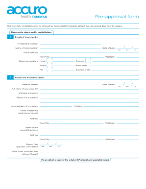 Accuro Pre Approval 2020 2023 Fill And Sign Printable Template Online