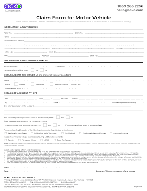 Acko Insurance Claim Form Fill And Sign Printable Template Online