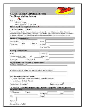 Adjustment Void Request Form For New Mexico Medicaid Fill And Sign 