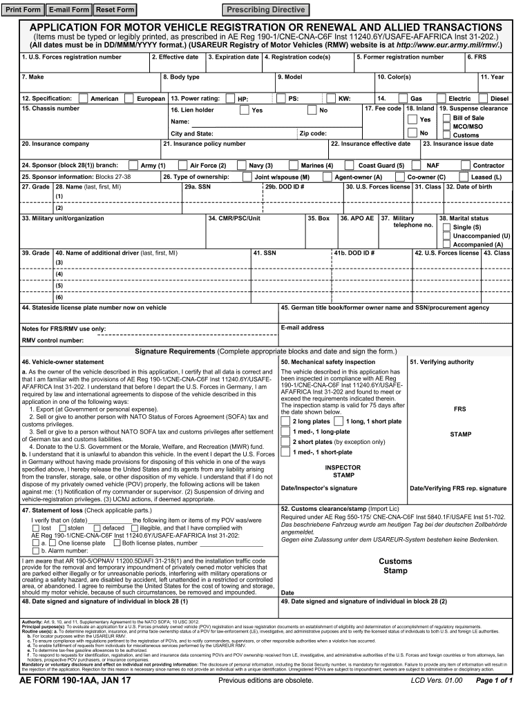 Ae Form 190 Aa Fill And Sign Printable Template Online US Legal Forms