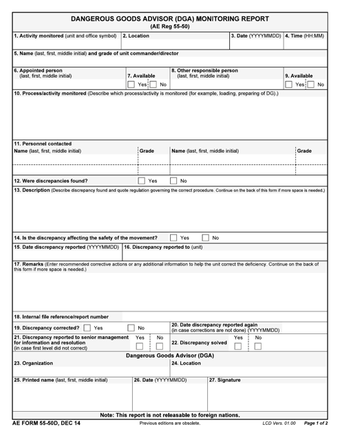 AE Form 55 50D Download Fillable PDF Or Fill Online Dangerous Goods 