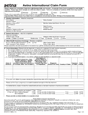 Aetna Claim Form Fill And Sign Printable Template Online