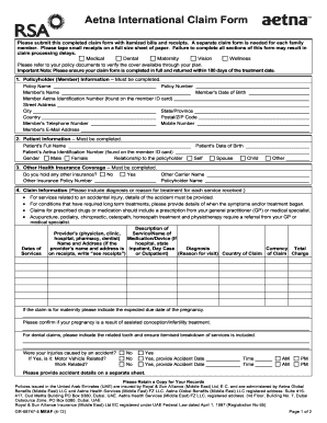 Aetna Claim Form Fill Out And Sign Printable PDF Template SignNow